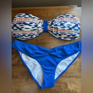 Victoria's Secret Blue and Patterned Bandeau Bikini